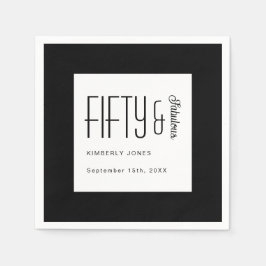 Modern Fifty and Fabulous Bold 50th Birthday Party Serviette