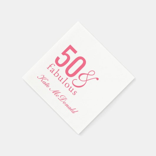 Modern Fifty and Fabulous Bold 50th Birthday Party Serviette (Ecke)