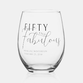 Modern Fifty and Fabulous Bold 50th Birthday Party Weinglas Ohne Stiel