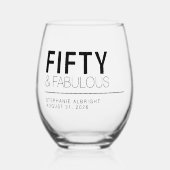 Modern Fifty and Fabulous Bold 50th Birthday Party Weinglas Ohne Stiel (Vorderseite)