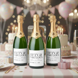 Modern Fifty and Fabulous Bold 50th Birthday Schaumweinetikett