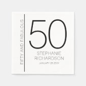 Modern Fifty and Fabulous Name Date 50th Birthday Serviette (Vorderseite)