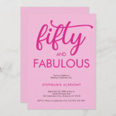 Modern Fifty and Fabulous Pink 50th Birthday Party Einladung (Vorne/Hinten)