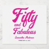 Modern Fifty and Fabulous Pink 50th Birthday Party Schaumweinetikett (Einzelnes Label)