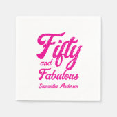 Modern Fifty and Fabulous Pink 50th Birthday Party Serviette (Vorderseite)