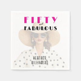 Modern Fifty and Fabulous Pink Schwarz Serviette