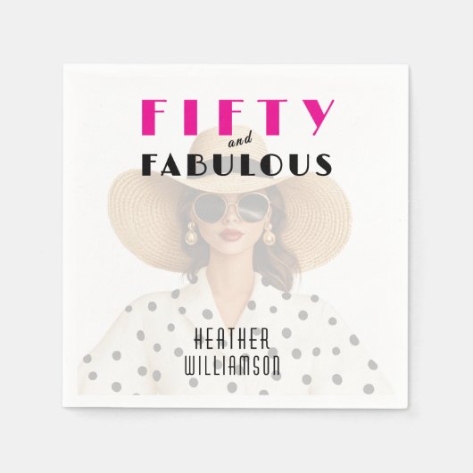 Modern Fifty and Fabulous Pink Schwarz Serviette (Vorderseite)