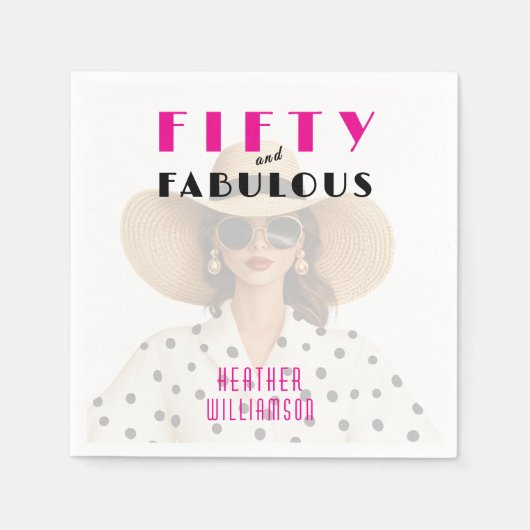 Modern Fifty and Fabulous Rosa Schwarz Serviette (Vorderseite)