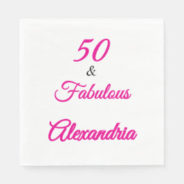 Modern Fifty &Fabulous Bold 50th Birthday Napkin Serviette