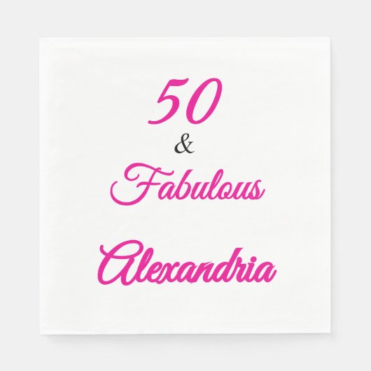 Modern Fifty &Fabulous Bold 50th Birthday Napkin Serviette (Vorderseite)