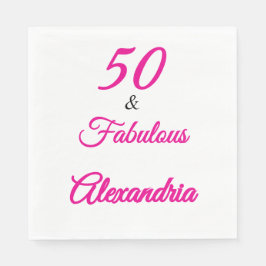 Modern Fifty &Fabulous Bold 50th Birthday Napkin Serviette