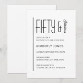 Modern Fifty & Fabulous Bold 50th Birthday Party Einladung (Vorne/Hinten)