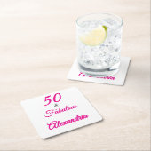 Modern Fifty &Fabulous Bold 50th Birthday  Rechteckiger Pappuntersetzer (Vor Ort)