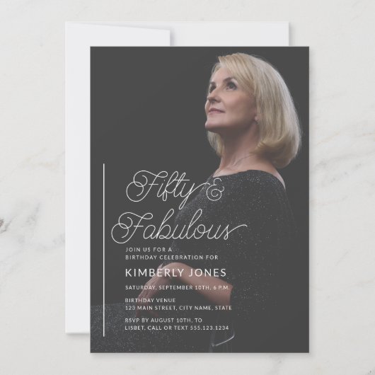 Modern Fifty & Fabulous Photo 50th Birthday Party Einladung (Vorderseite)