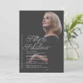 Modern Fifty & Fabulous Photo 50th Birthday Party Einladung (Stehend Vorderseite)