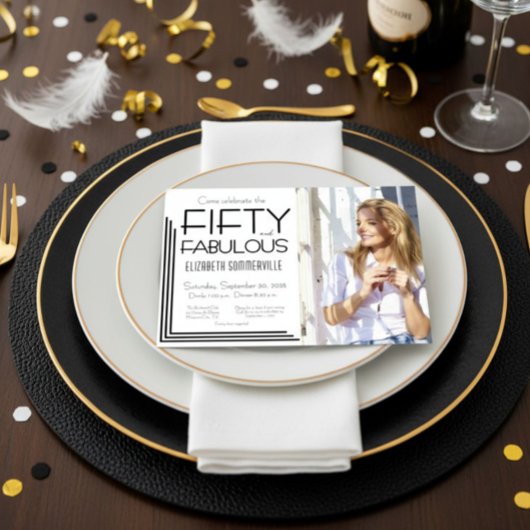 Modern Fifty & Fabulous Photo 50th Birthday Party Einladung