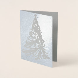 Modern Filigree Christmas Tree Silver Foil Card Folienkarte