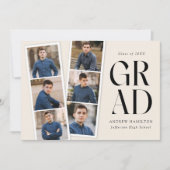 Modern Filmstrip Creme 6 Foto Abschluss Ankündigung (Vorderseite)