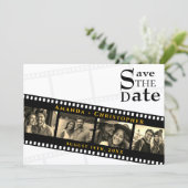 Modern Filmstrip QR Code Photo Wedding Save The Date (Stehend Vorderseite)