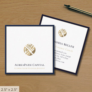 Modern Finance Business Cards Blue Border Quadratische Visitenkarte