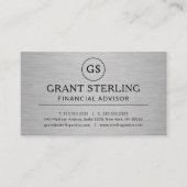 Modern Financial Advisor Metallic Luxury Monogram Visitenkarte (Vorderseite)