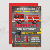 Modern Fire Fighter Department Theme Truck Einladung (Vorne/Hinten)