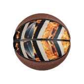Modern Fire & Triple Stripe Bold Minimalist Mini Basketball (Vorderseite)