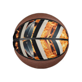 Modern Fire & Triple Stripe Bold Minimalist Mini Basketball