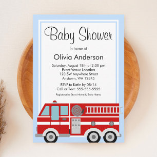 Modern Fire Truck Boy Baby Dusche Einladung