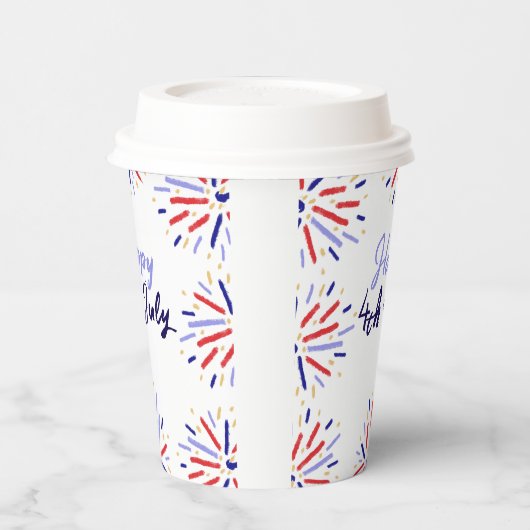 Modern Firework Happy 4. Juli Red Blue White Pappbecher (Links)