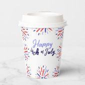Modern Firework Happy 4. Juli Red Blue White Pappbecher (Rückseite)