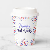 Modern Firework Happy 4. Juli Red Blue White Pappbecher (Vorderseite)