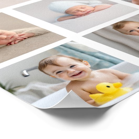 Modern First Birthday Foto Meilenstein Poster (Ecke)