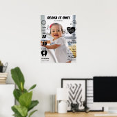 Modern First Birthday Foto Meilenstein Poster (Heimbüro)