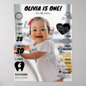 Modern First Birthday Foto Meilenstein Poster (Vorne)