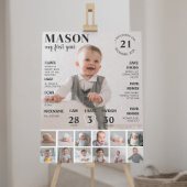 Modern First Birthday Foto Meilenstein Poster