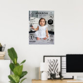 Modern First Birthday Foto Meilenstein Poster (Heimbüro)