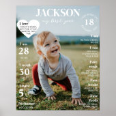 Modern First Birthday Foto Meilenstein Poster (Vorne)