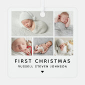 Modern First Christmas 5 Fotos Ornament Aus Metall (Rückseite)