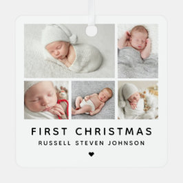 Modern First Christmas 5 Fotos Ornament Aus Metall