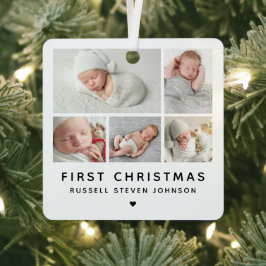 Modern First Christmas 5 Fotos Ornament Aus Metall
