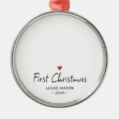 Modern First Christmas Baby Foto Ornament Aus Metall (Vorne)