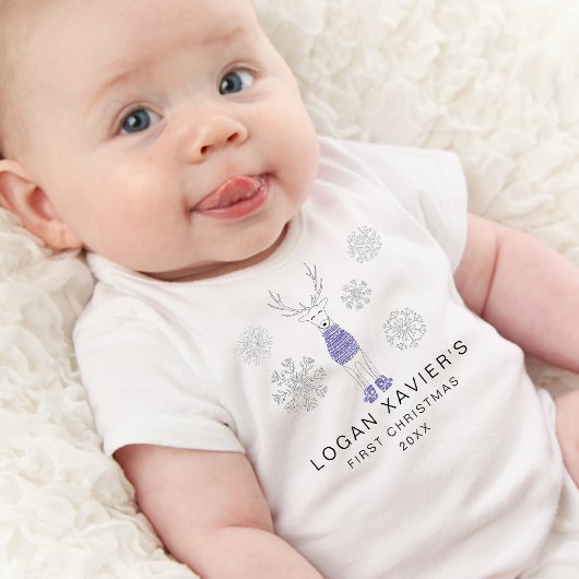 Modern First Christmas Cosy Reindeer Baby Strampler