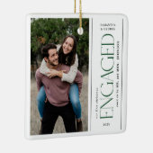 Modern First Christmas Engaged Couples Photo Keramikornament (Rechts)