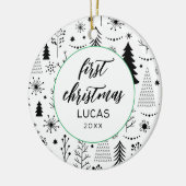 Modern First Christmas Foto Baby Keramik Ornament (Links)