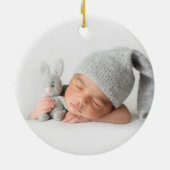 Modern First Christmas Foto Baby Keramik Ornament (Hinten)