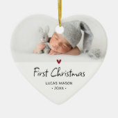 Modern First Christmas Foto Baby Keramik Ornament (Vorne)