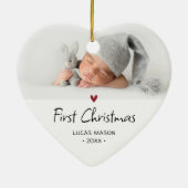 Modern First Christmas Foto Baby Keramik Ornament (Hinten)