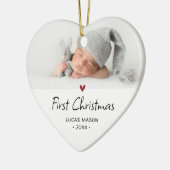 Modern First Christmas Foto Baby Keramik Ornament (Links)