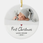 Modern First Christmas Foto Baby Keramik Ornament (Vorne)
